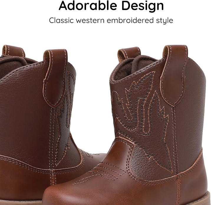Blikcon Toddler Cowboy Boots for Boys Girls Baby Infant Cowgirl Boots Round Toe - Image 3
