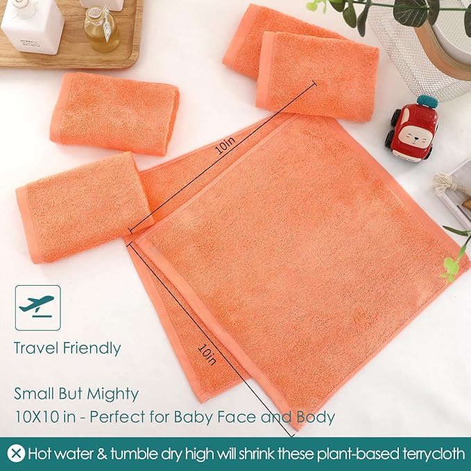 Baby Washcloths 6 Pack, 10x10 inch Orange Small Wash Cloths - Image 7