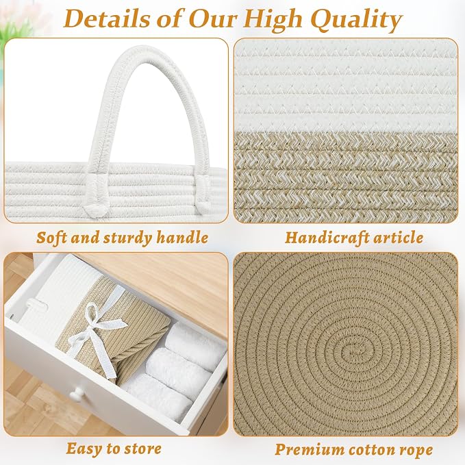 67L Storage Basket for Organizing, Cotton Rope Woven Blanket Basket, Toy - Image 8