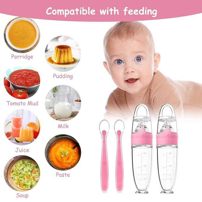 WAJIAYON Baby Food Feeder 4 Pack Silicone Baby Food Dispensing Spoon-3 oz - Image 2