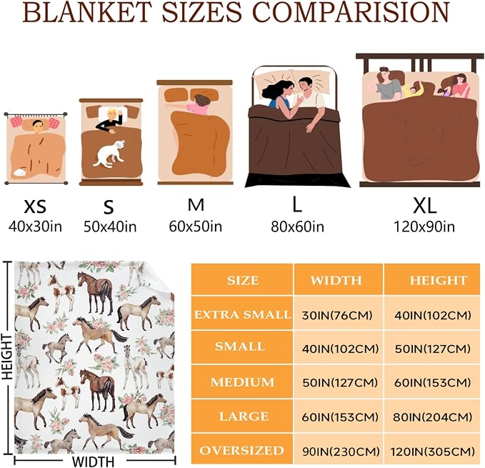 Horse Rose Blanket for Baby Girls Flowers Throw Blanket for Boys, Lightweight - Image 3