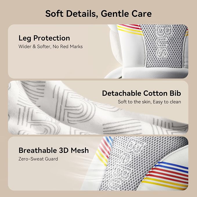 Baby Carrier with Hip Seat, BeBeBus 2-in-1 Ergonomic Newborn to Toddler Carrier - Image 5