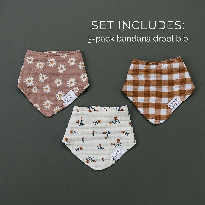 Mebie Baby Muslin Cotton Bib, 3 pack, Baby Bib Set - Image 4