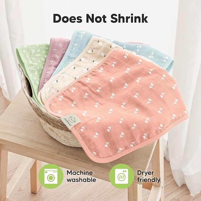 5-Pack Cotton Muslin Burp Cloths Baby Girls, Boys - Image 7