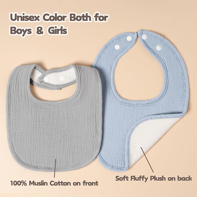 Susurration Muslin Baby Drool Bibs 6Pack Soft Square Adjustable Baby Bandana - Image 6