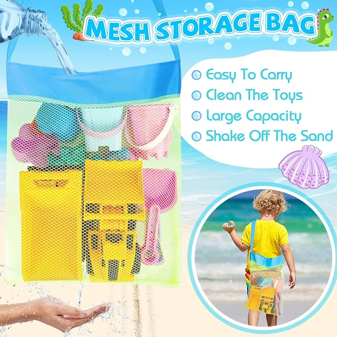 Beach Toys, 3 Collapsible Beach Bucket, Sand Castle Building Kit, Sand Molds - Image 5