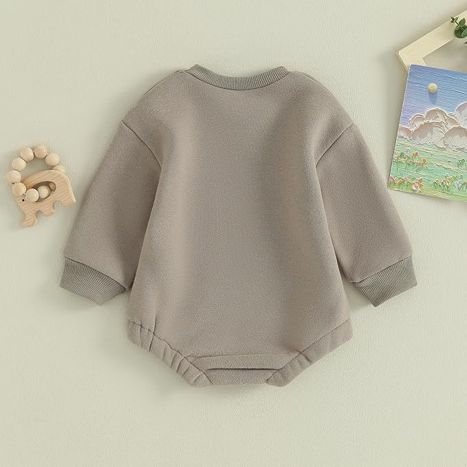 VISGOGO Newborn Infant Baby Boy Girls Oversized Romper Little Dude Sweater - Image 4