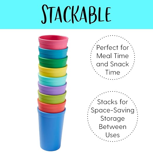 ECR4Kids My First Meal Pal Drinking Cups, Kids Plastic Tableware, Stackable and - Image 4