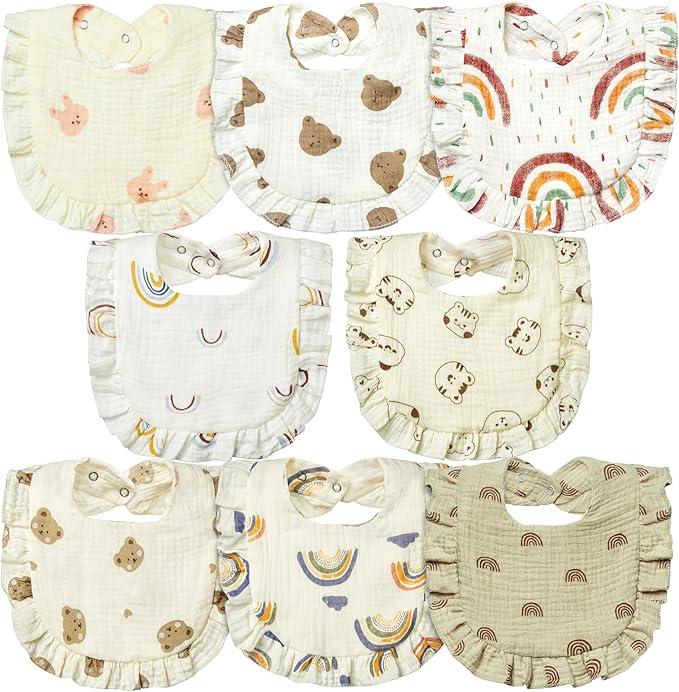 Lictin 8-Pack Muslin Baby Bibs by Lictin