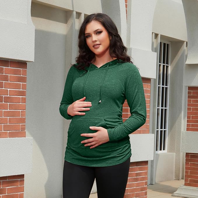 GINKANA Maternity Hoodie Long Sleeves Shirts Casual Maternity Top Pregnancy - Image 2