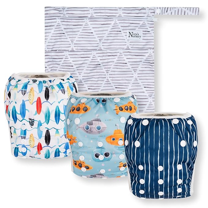 Nora's Nursery Reusable Swim Diapers and Wet Bag by NorasNursery