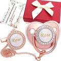 Personalized Pacifier Set with Name, BPA Free, Bling Gold Silver Pink Rose Gold by Ausbay