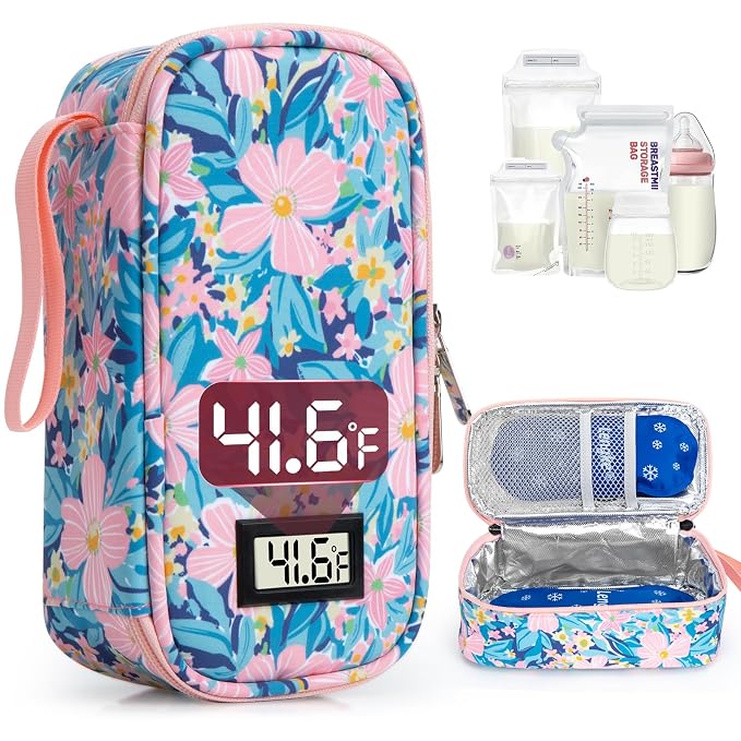 Breast Milk Cooler Travel Bag, Real-Time Temperature Display, Holds 4-6 by WIBOND