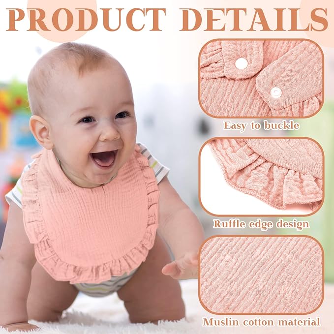 Geyoga 12 Pack Muslin Baby Bibs Adjustable Bandana Drool Bib - Image 5