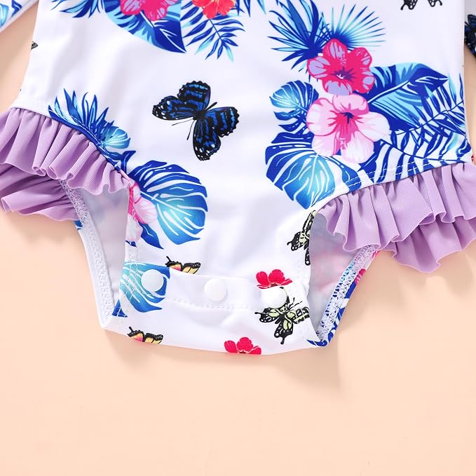 Infant Baby Girl Swimsuit One-Piece Long Sleeve Rash Guard - Image 6