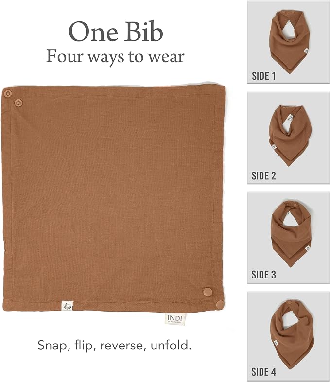 Kishu Baby Indi Organic Baby Bandana Bibs – Fairtrade 4-Way Reversible Drool - Image 6