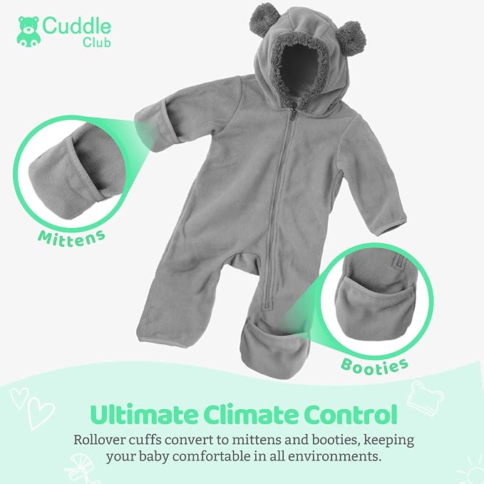 Cuddle Club Fleece Baby Bunting Bodysuit - Image 3