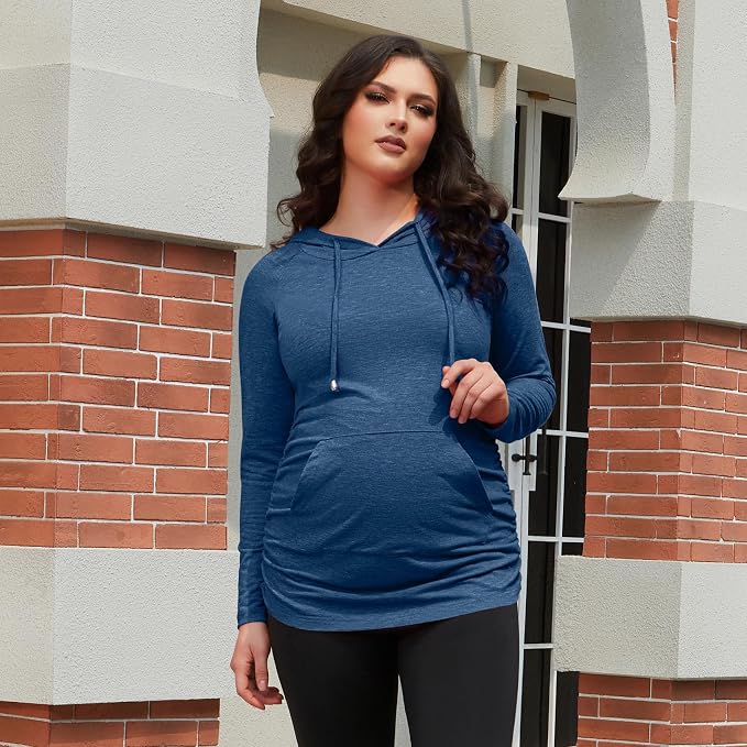 GINKANA Maternity Hoodie Long Sleeves Shirts Casual Maternity Top Pregnancy - Image 3