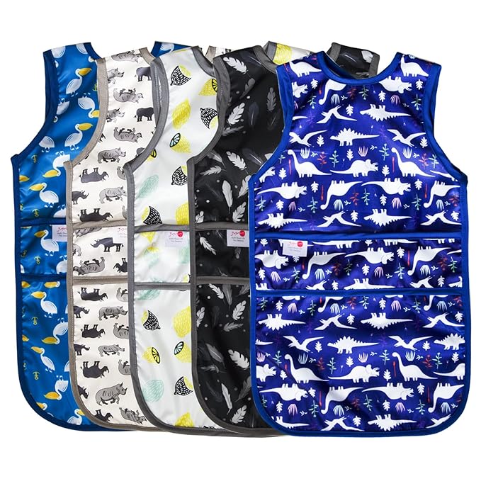 Joyo roy Mess Proof Baby Bibs for Eating Waterproof Toddler Bibs for Boys 2-4 by Joyoroy