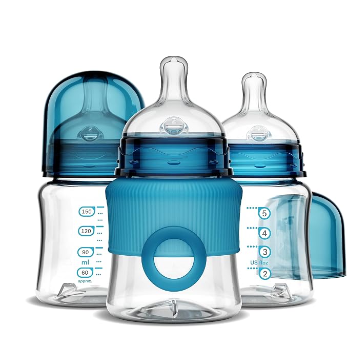 Smilo Baby Bottle Set with Stage 0 Slow Flow Anti Colic Nipple, 5 Oz / 150 ml by Smilo