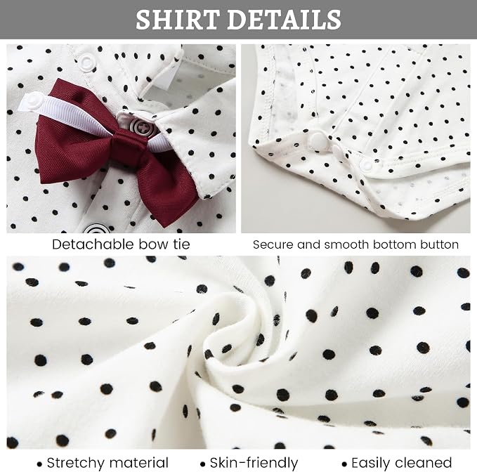 SANMIO Baby Boy Clothes Suits Infant Gentleman Outfit Collared Dress - Image 4