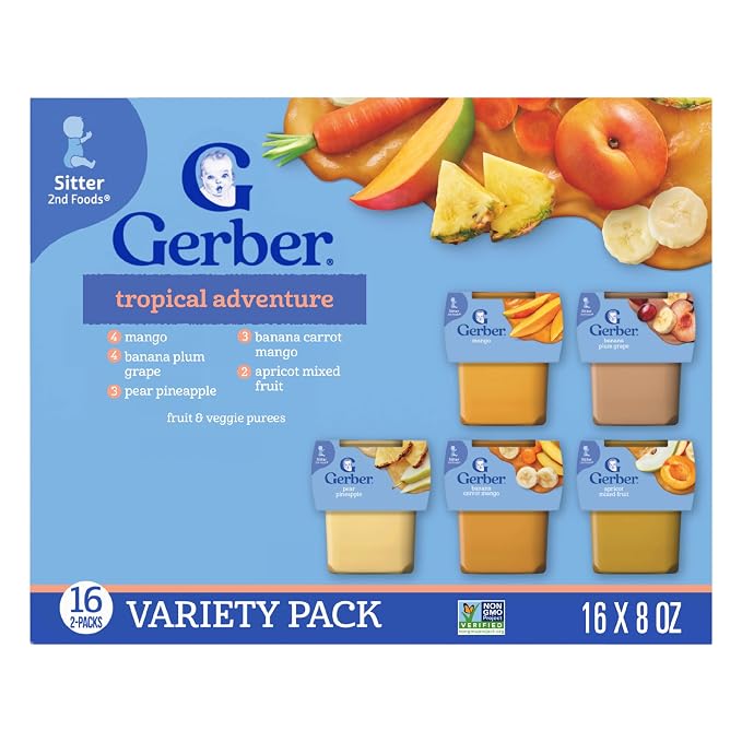 Gerber Stage 2 Baby Food, Tropical Adventure Puree Tubs, No Added Colors or by Gerber