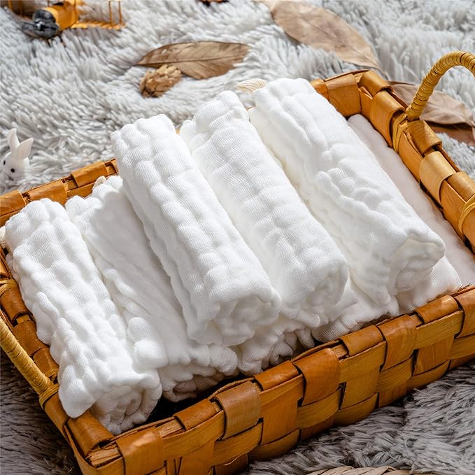 Baby Muslin Washcloths- Natural Cotton Wipes - Image 2