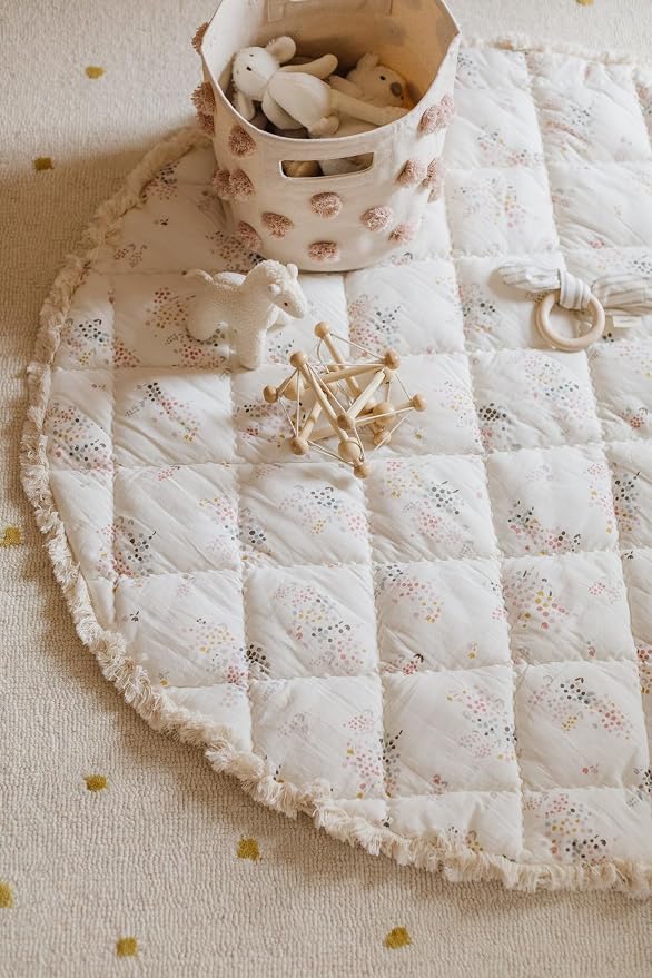 Pehr Baby Play Mat, Flower Patch | Ultra-Soft Quilted 100% Cotton Exterior - Image 2