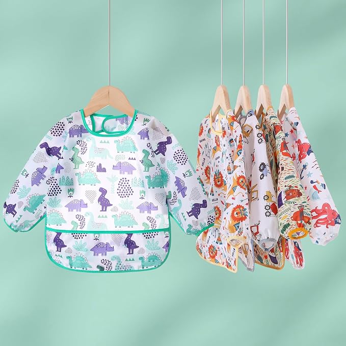Sleeved Bib, 5 Pack, Waterproof Shirt Bibs - Image 7