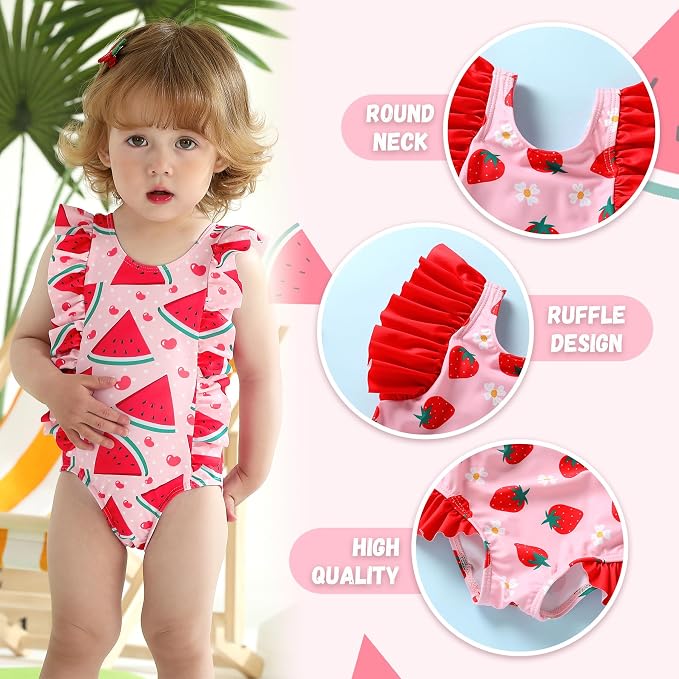 Newborn Baby Girl Ruffle Swimsuit Infant Toddler One Piece Floral Bikini Beach - Image 2
