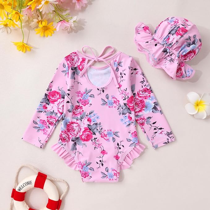 YOUNGER TREE Infant Baby Girls Swimsuit Long Sleeve Swimsuits One Piece - Image 3