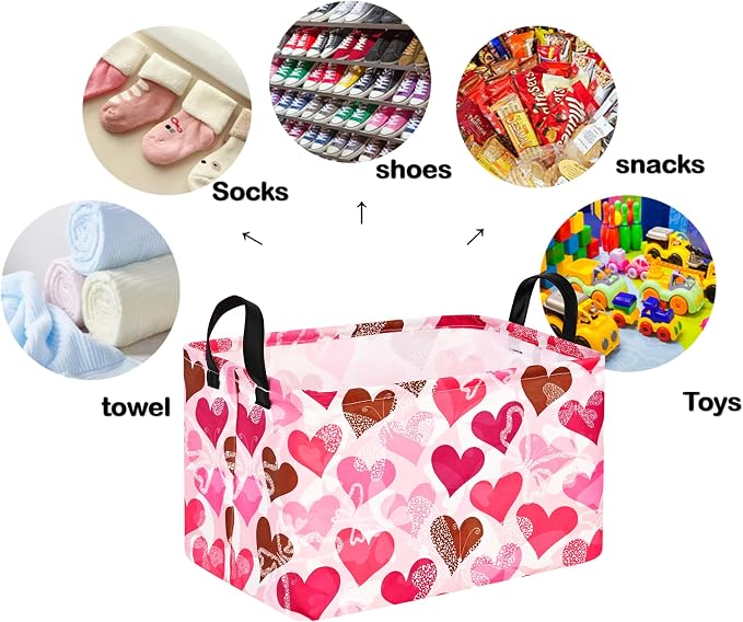 Rectangle Heart Partten Kids Gift Home Shelf Storage Basket Organizer Box - Image 8