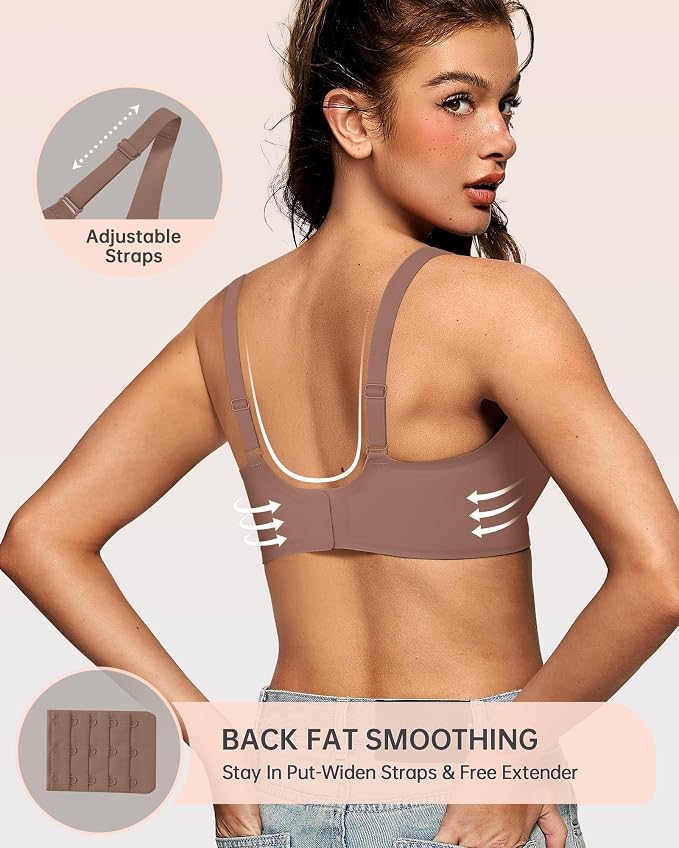 OEAK Womens Deep V Bras Wireless Comfortable Bra Supportive No Underwire Bras - Image 3