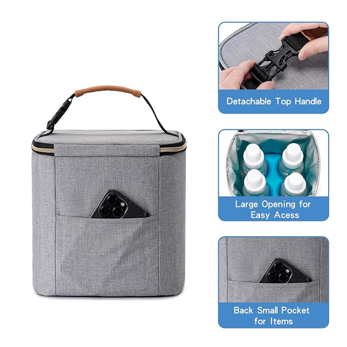 Breast Milk Cooler Bag with Ice Pack Fits 4 Baby Bottles Up to 9 Ounce - Image 4