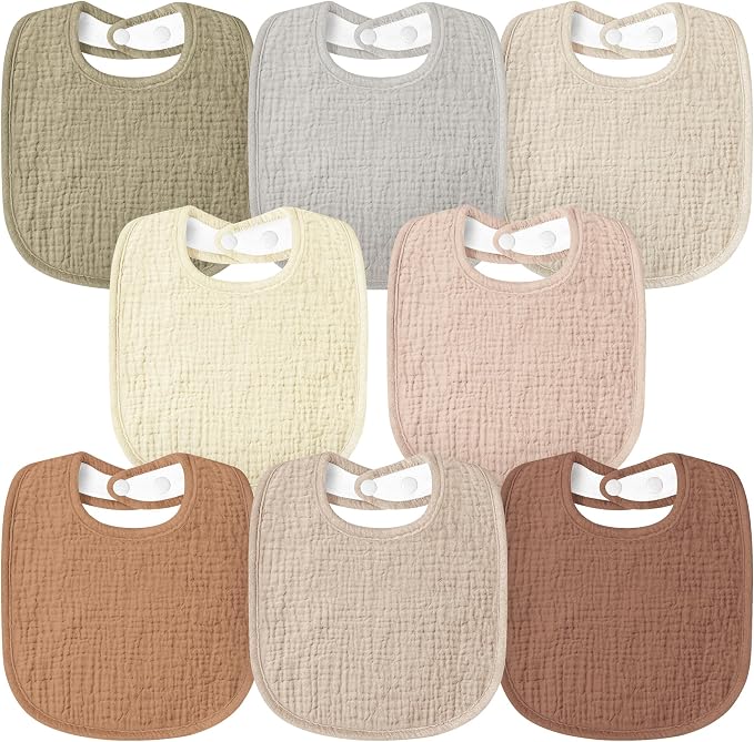 Susurration Muslin Baby Bibs 8 Pack Bandana Drool Bibs, Soft Square Adjustable by Susurration