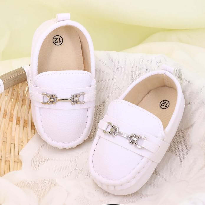 LONSOEN Baby Girls Boys Loafers Prewalker Dress Crib Shoes - Image 3