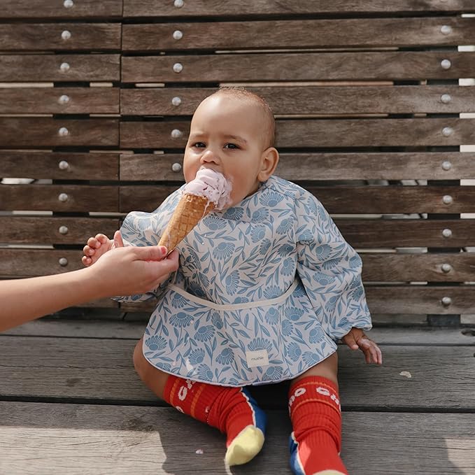 mushie Long Sleeve Baby Bib | Water Resistant Adjustable Fit - Image 3