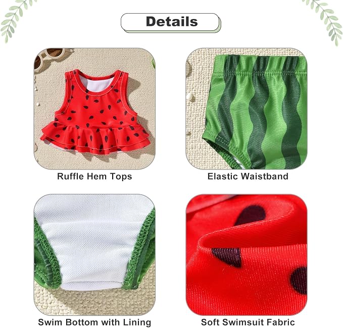 Aalizzwell Toddler Baby Girl Bathing Suit Two Piece Swimsuit Bikini Beach Wear - Image 2
