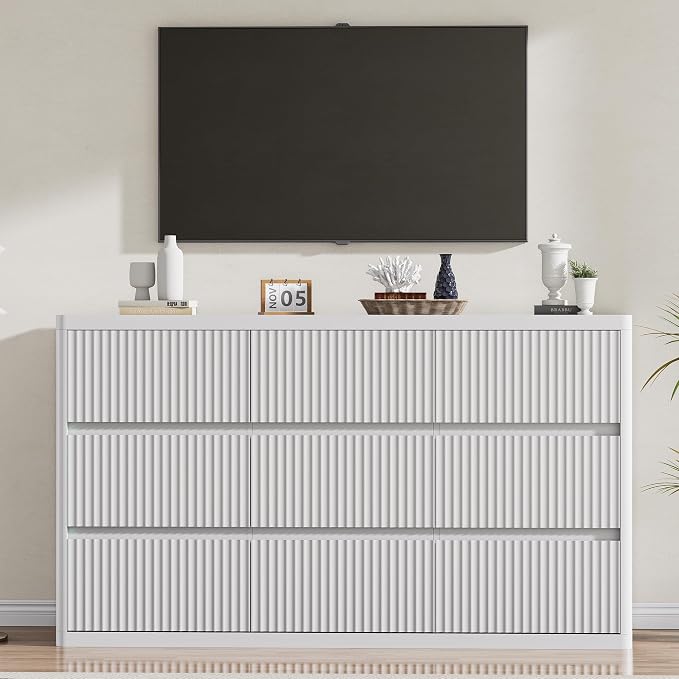 White 9 Drawers Dresser, Modern Chest of Drawers - Image 9