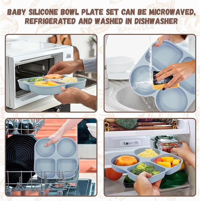 Silicone Baby Feeding Set, Baby Led Weaning Supplies, Baby Food Tableware - Image 6