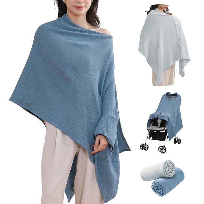 2-Pack Nursing Covers for Breastfeeding, 100% Organic Cotton Muslin by TADOMUSLIN
