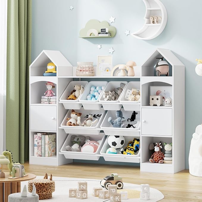 Vabches 55" Castle Shape Children's Toy Storage Organizer, Children's Bookcase - Image 4