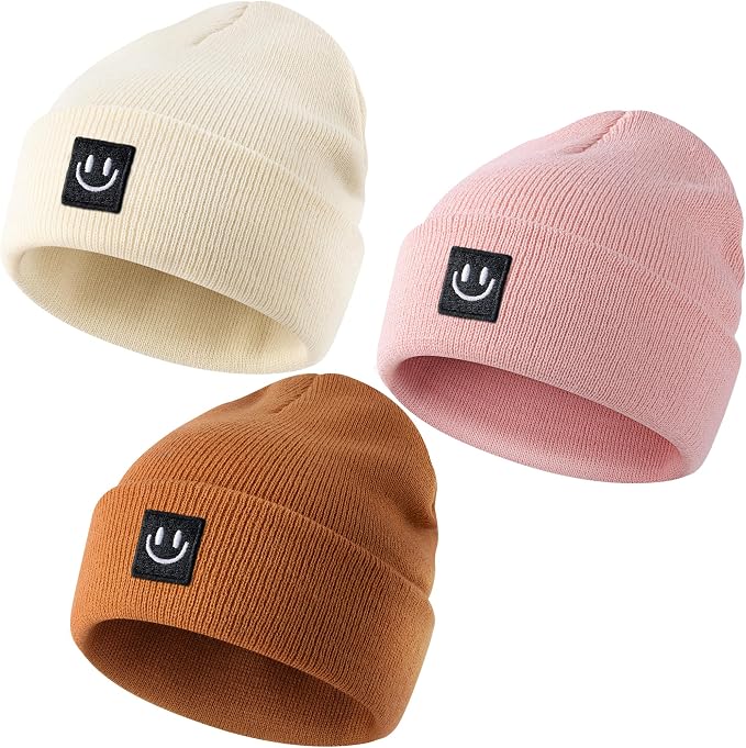 3 Packs Baby Beanie Cute Toddler Beanies Kids Winter Hat Boys Girls Warm Knit by FHJAX