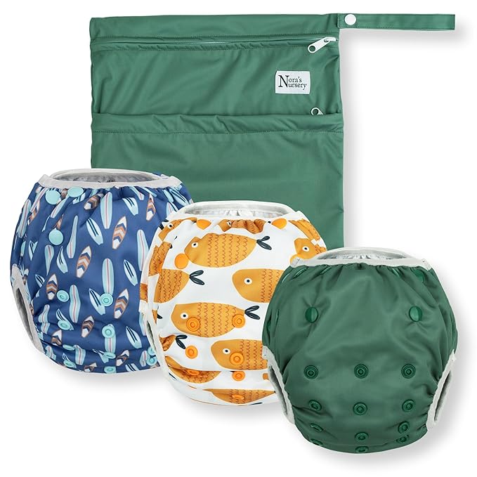 Nora's Nursery Reusable Swim Diapers and Wet Bag by NorasNursery
