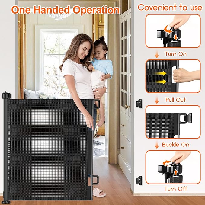 55 inch Retractable Baby Gates, EZIGO Extra Wide Baby Gate - Image 5