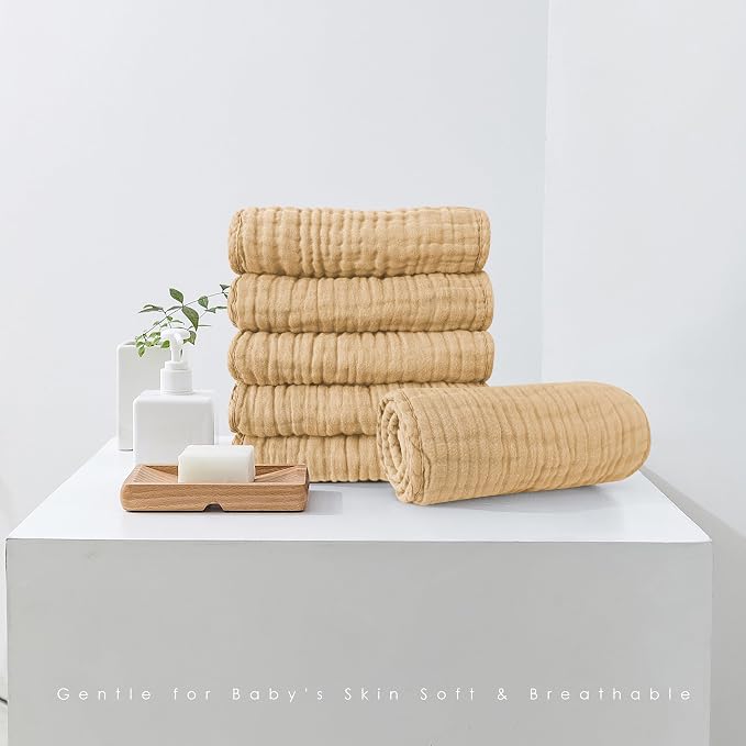 Muslin Burp Cloths 100% Cotton Large 20''x10'' Extra Soft and Absorbent Baby - Image 3
