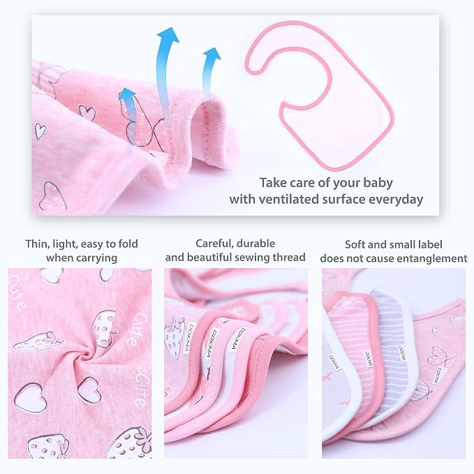 DOKMA Set 8 Organic Cotton Baby Drool Bibs - Image 6