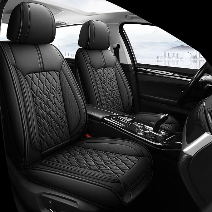 Pariitadin Leather Car Seat Covers Front Pair, Waterproof Breathable Faux by Pariitadin