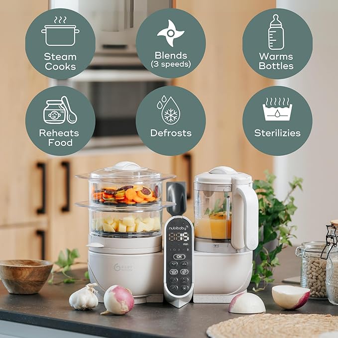 Babymoov Duo Meal Station 6 in 1: Multi-Speed Baby Food Maker Steamer and Puree - Image 5