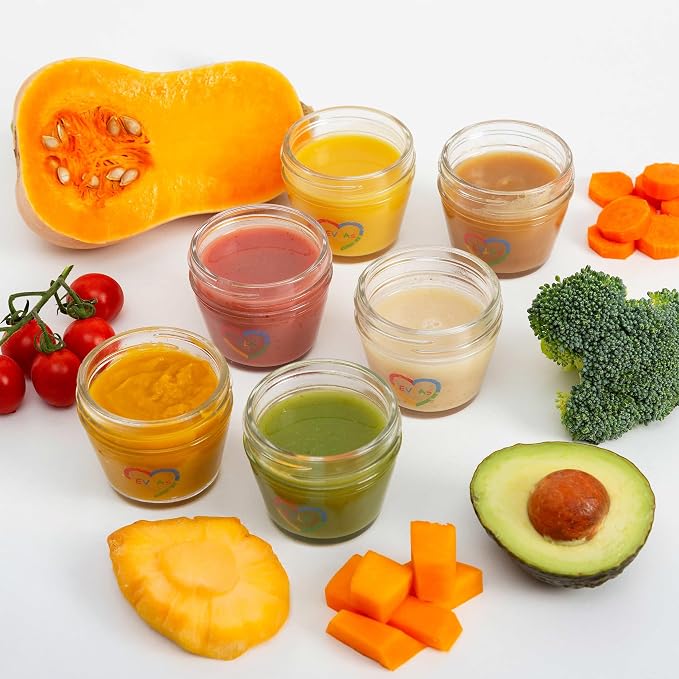 EVLAs Baby Food Containers 12-Pack - 4 oz Glass Jars - BPA-Free - Image 5